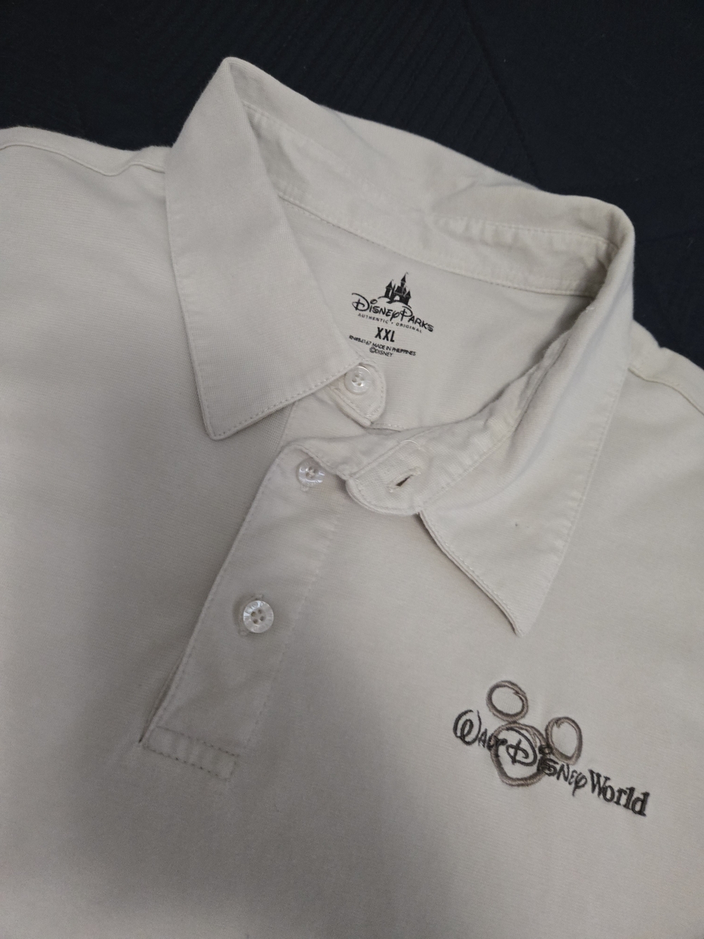 Disney Men's Polo Shirt in Cream with Walt Disney World Embroidery Size 2xl